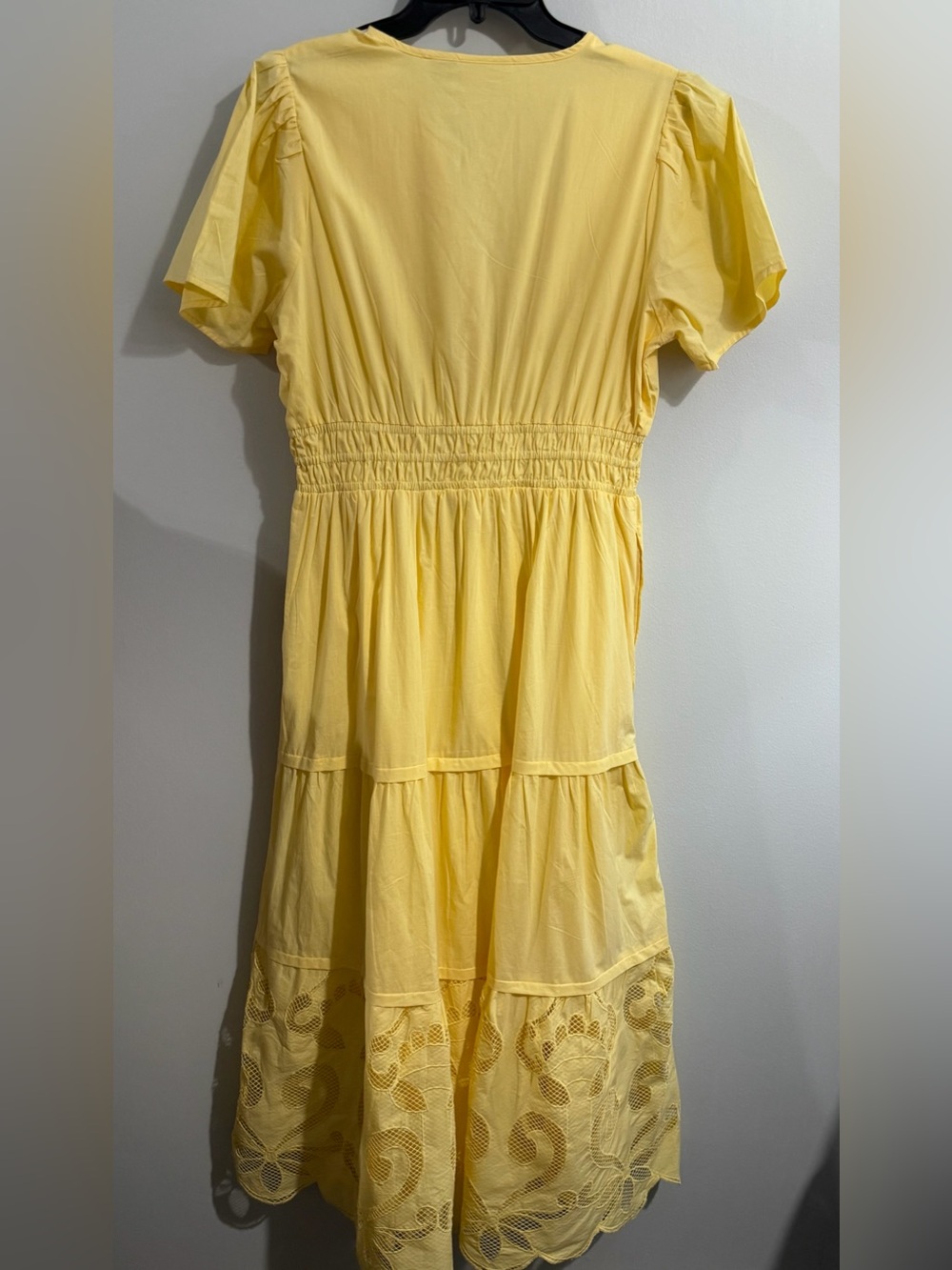 Haute Hippie Yellow Eyelet Lace Midi Maxi Dress Women’s Size M - Picture 3 of 4